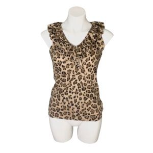 Lauren Ralph Lauren Cheetah Print Sleeveless Ruffle Top